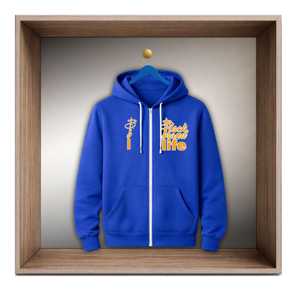 A Black Brand Life Zip Hoodie, Royal Blue - Preview