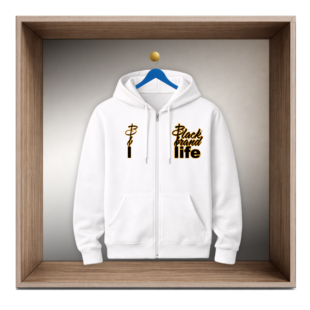 A Black Brand Life Zip Hoodie, White - Preview