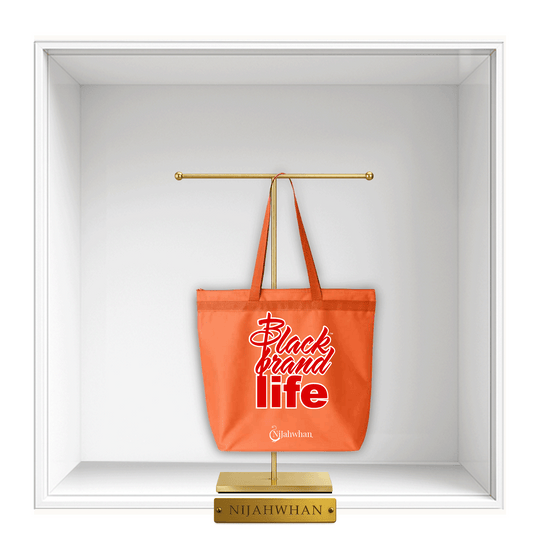 A Black Brand Life Orange Tote Bag