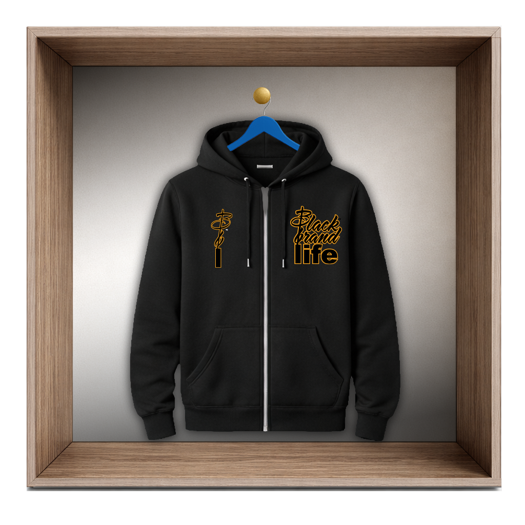 A Black Brand Life Zip Hoodie, Black - Preview