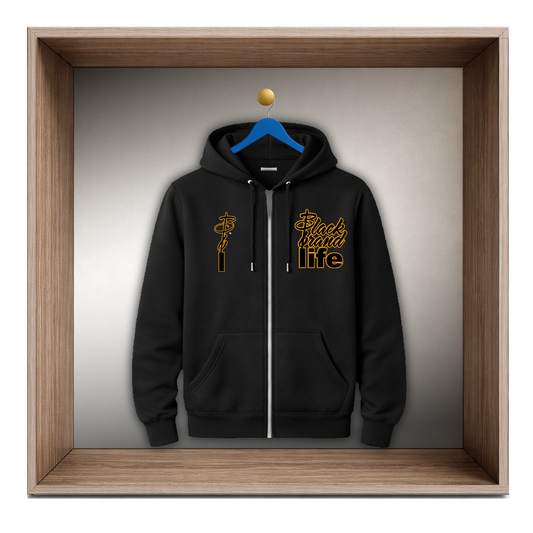 A Black Brand Life Zip Hoodie, Black