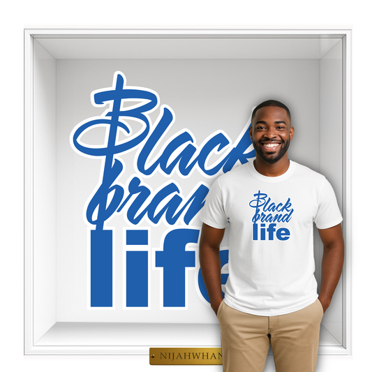 Black Brand Life Script Tee - Blue